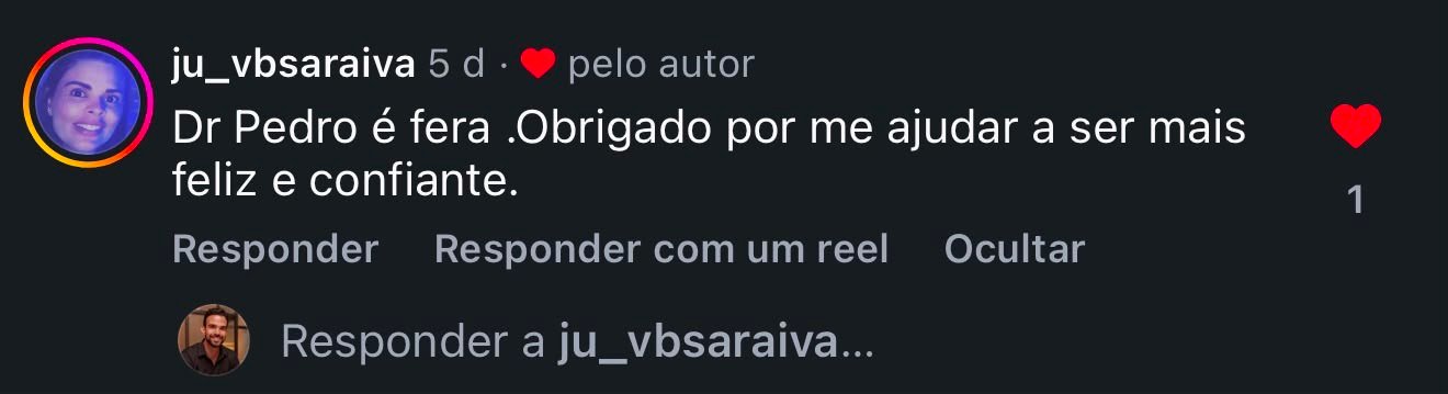 Depoimento público de paciente no Instagram